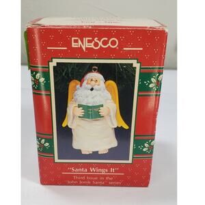 Vintage Enesco Treasury Of Christmas Ornaments "Santa Wings It", 1991